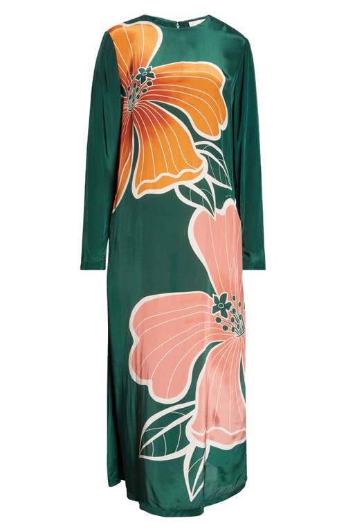 Shop Farm Rio Honolulu Flowers Long Sleeve Maxi Dress In Honolulu Flowers Green