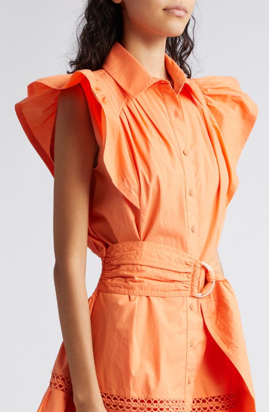 Shop Ramy Brook Marceline Belted Mini Shirtdress In Tropic Orange
