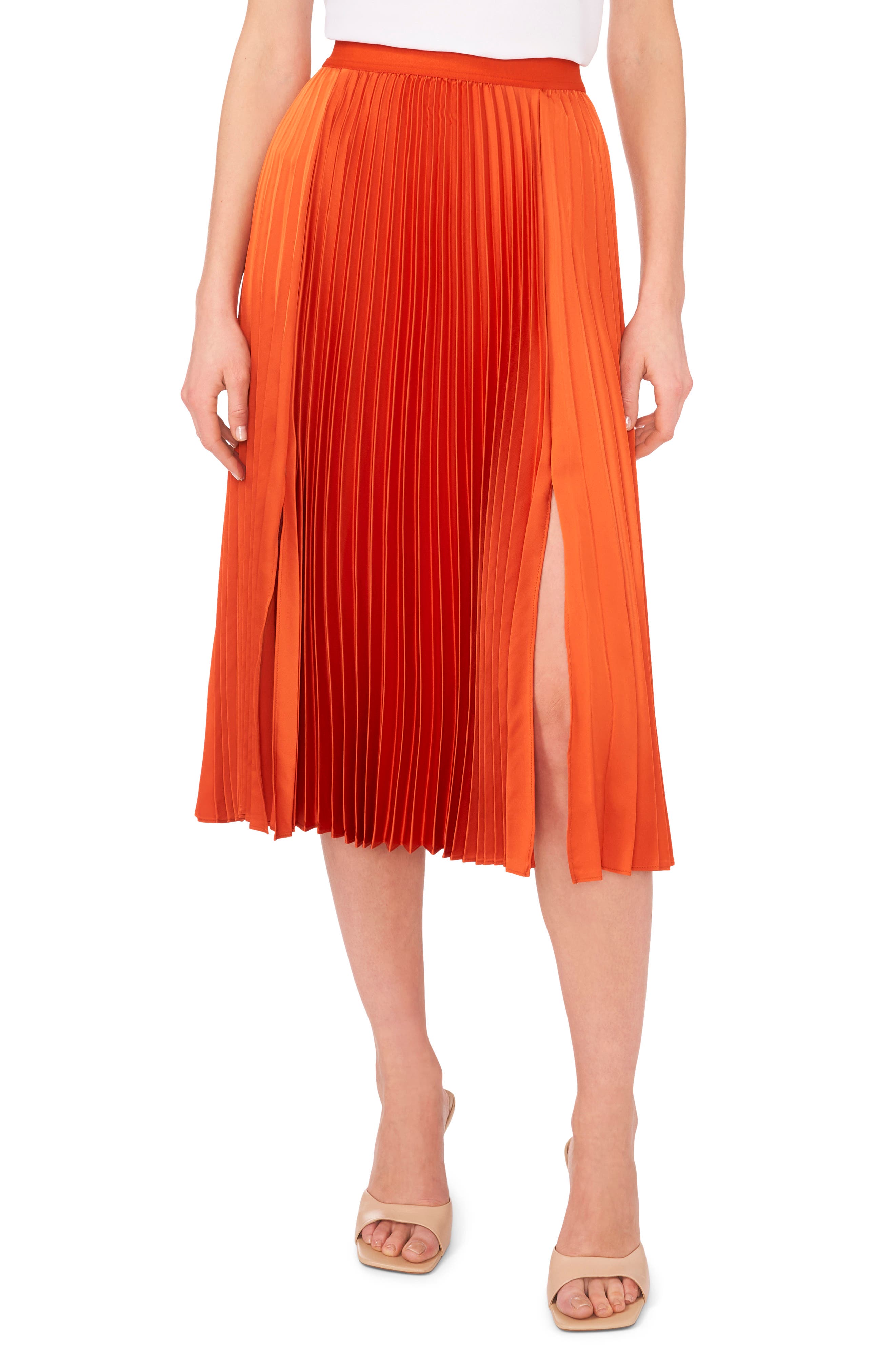 Rick Owens elasticated-waist satin midi skirt - Orange