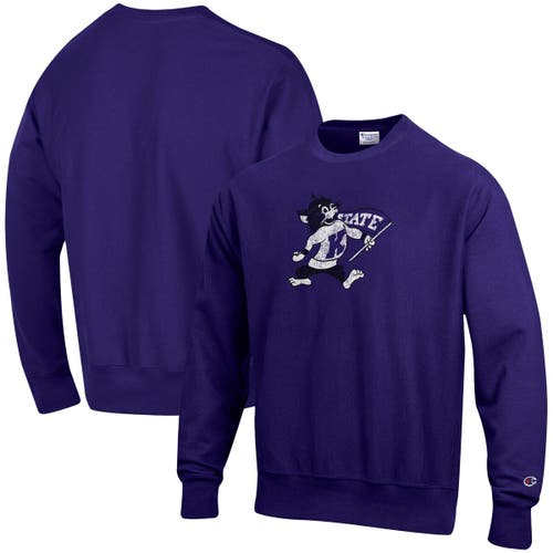 Men's Champion Purple Kansas State Wildcats Vault Logo Reverse Weave Pullover Sweatshirt