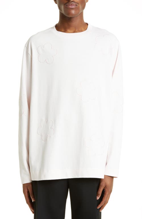 Simone Rocha Daisy Embroidered Long Sleeve T-Shirt in Pink