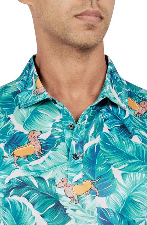 Construct Con.struct Hotdog Dog Print Performance Golf Polo In Green