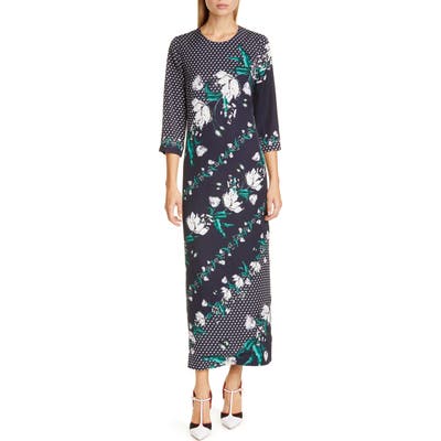 Erdem Evanna Leighton Tulip Print Midi Dress, US / 6 UK - Blue