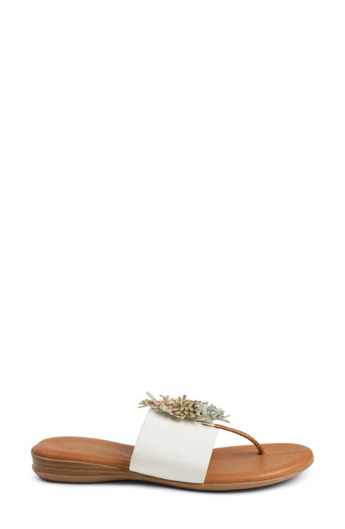 Andre Assous Novalee Womens Metallic Fringe Pom Thong Sandals In White/metal