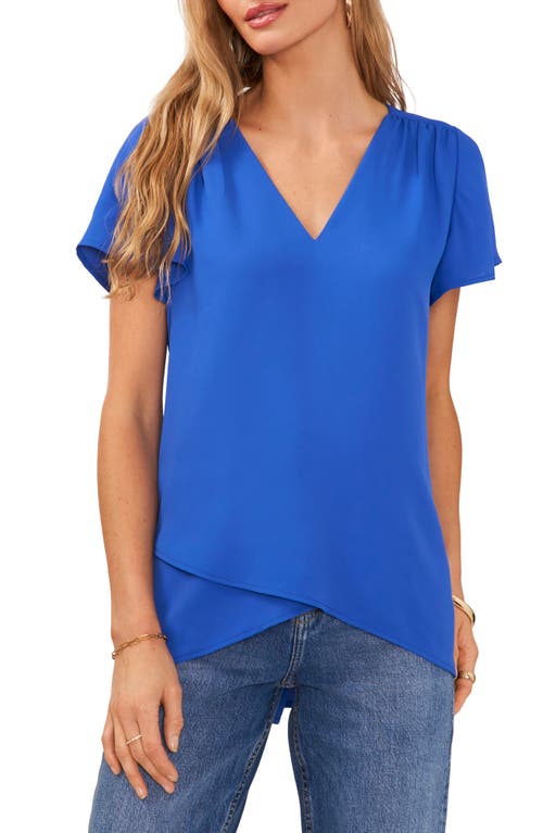 Layered Hem Crossover Top in Sapphire Sky