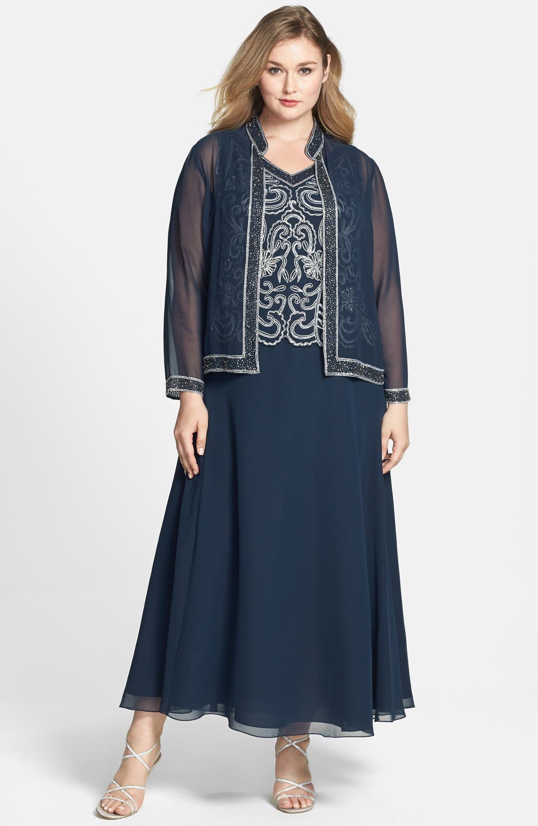 J Kara Embellished Long Dress & Jacket (Plus Size) Nordstrom