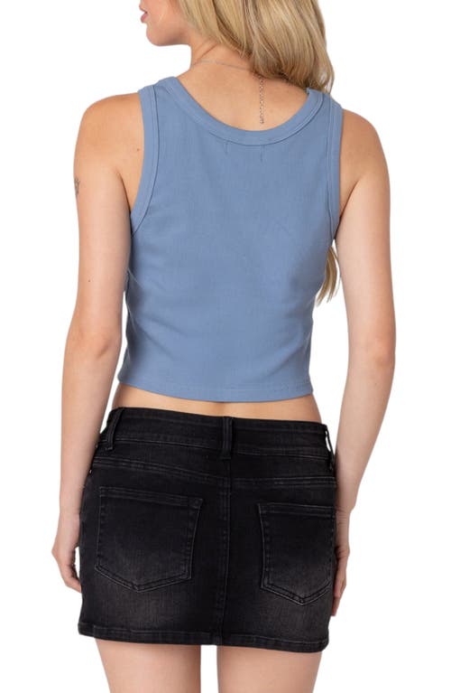 Shop Edikted Jessa Rib Crop Cotton Tank In Blue