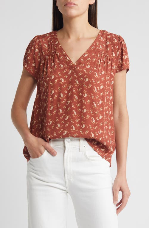 Shop Treasure & Bond V-neck Popover Top In Brown Mahogany Little Paris