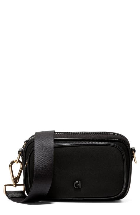 COLE HAAN Leather Black Handbag Small Purse Magnet Closure Q1