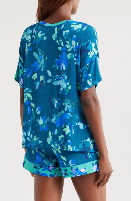 Alivia Alex Short Pajamas In Marble Floral Navy/jade