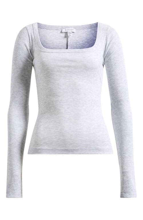 Shop Topshop Square Neck Long Sleeve Rib T-shirt In Grey