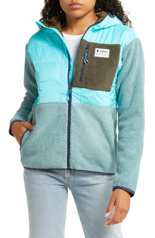 Cotopaxi Women's Trico Mixed Media Hooded Jacket in Blue Sky Bluegrass
