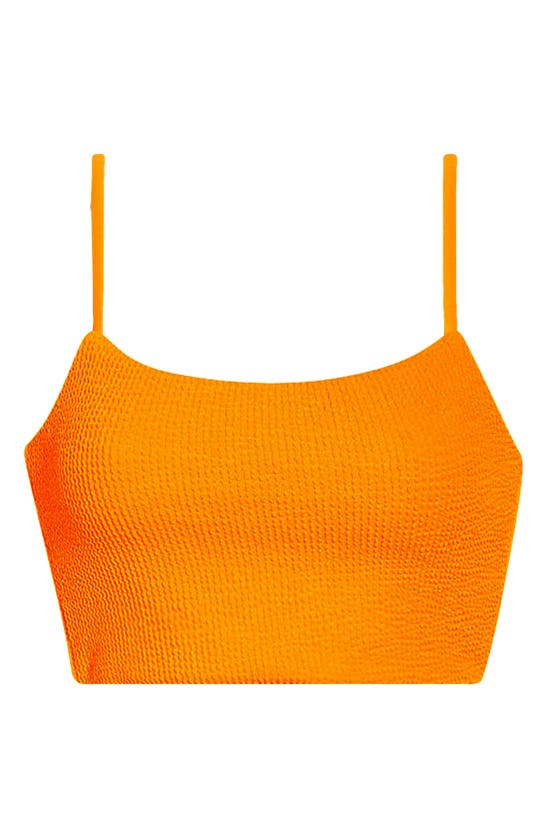 Cyn And Luca Pucker Rib Longline Bikini Top In Orange