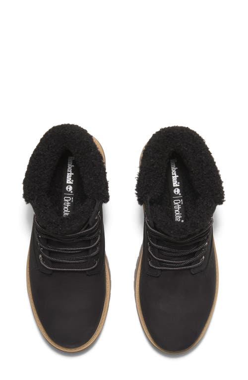 Timberland Stone Street Waterproof Faux Fur Lined Platform Boot In Black Nubuck