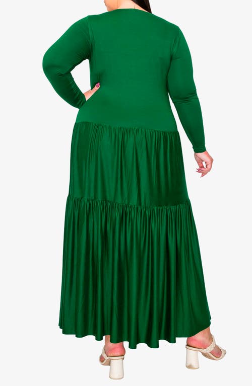 L I V D Long Sleeve Maxi Dress In Green