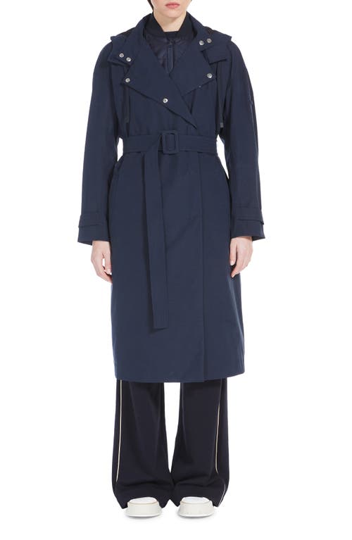 Shop Max Mara Leisure Carter Trench Coat With Quilted Bib In Midnight Blue