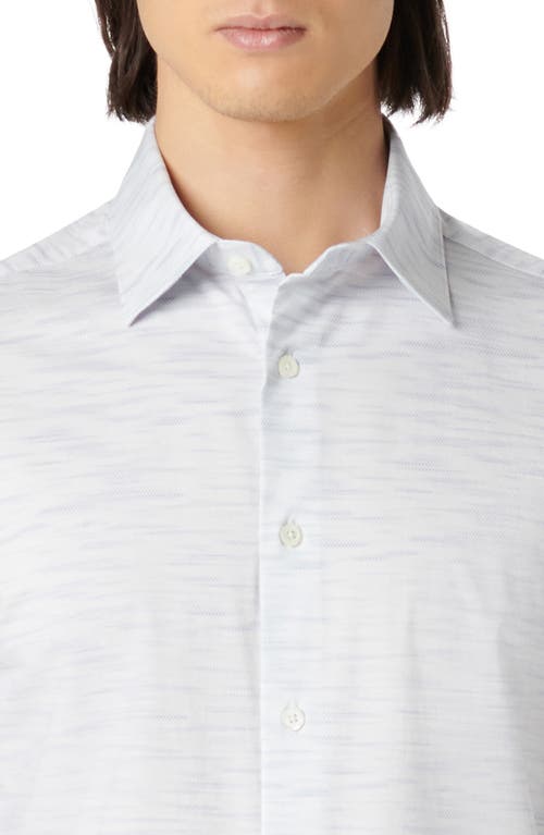 Shop Bugatchi Miles Ooohcotton® Mélange Print Short Sleeve Button-up Shirt In White