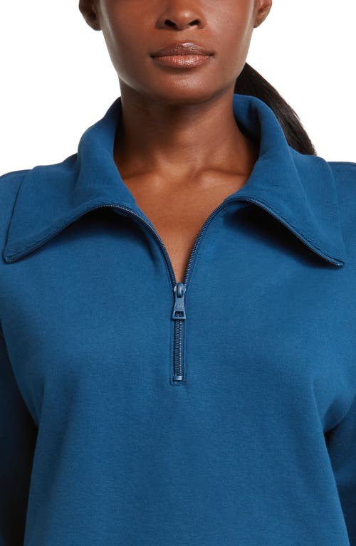 Beyond Yoga Trek Half Zip Pullover In Blue Gem