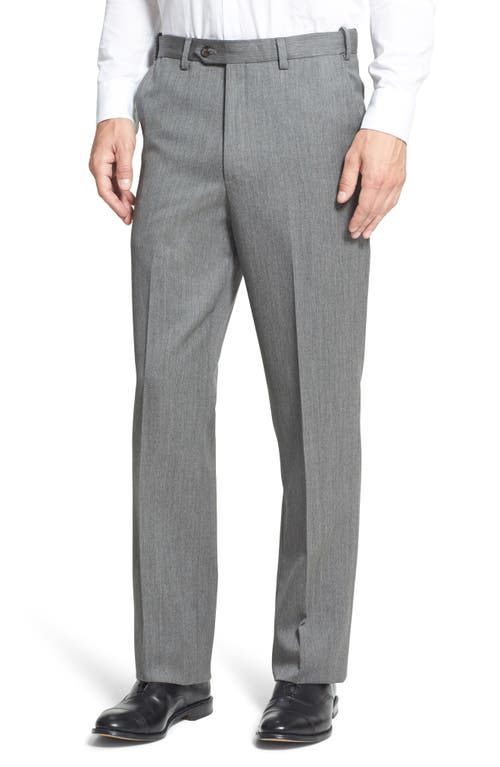 Berle Self Sizer Waist Flat Front Classic Fit Wool Gabardine Trousers at Nordstrom