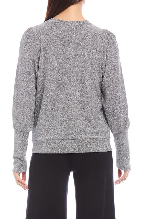 Karen Kane Metallic Knit Balloon Sleeve Top In Silver