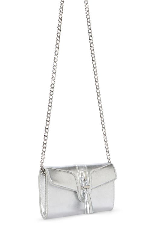 Shop Vince Camuto Maecy Leather Wallet On A Chain In Metallic Silver