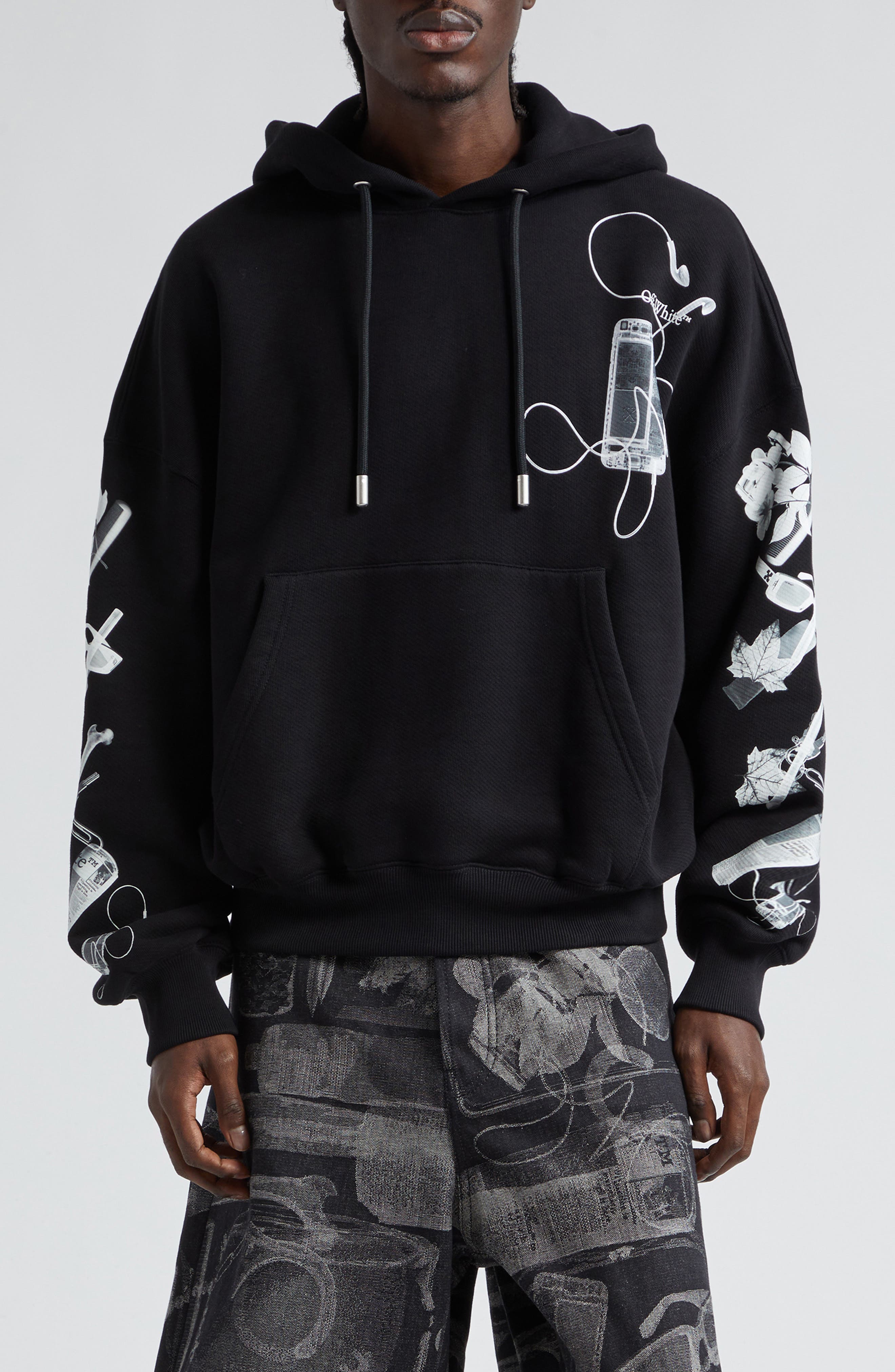 OFF-WHITE Oversize Fit Masked Face Hoodie Black/White