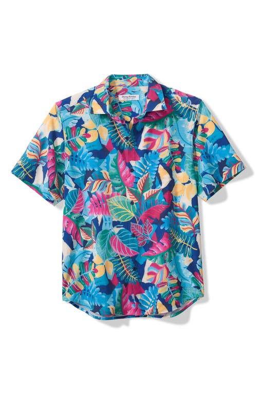 Tommy Bahama Bahama Coast Vibrant Vines IslandZone Button-Up Camp Shirt in Bering Blue at Nordstrom, Size X-Large
