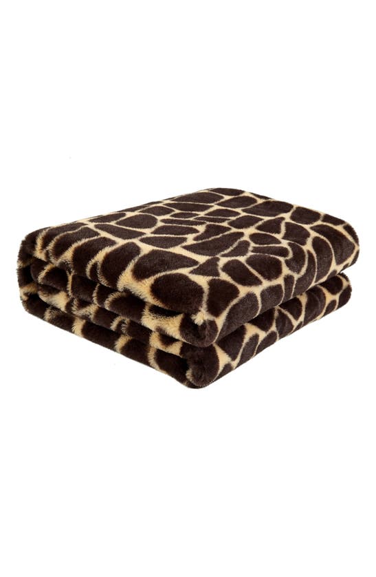 Inspired Home Animal Print Faux Fur Throw Blanket In Brown