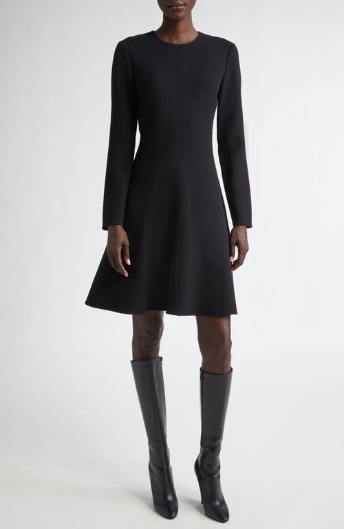 Shop Lafayette 148 New York Long Sleeve Wool Nouveau Crepe Dress In Black