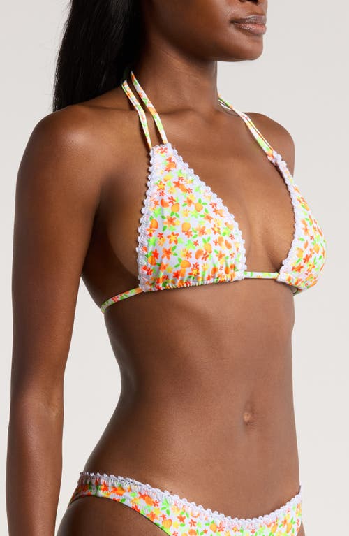 Shop Kulani Kinis Crochet Trim Halter Bikini Top In Coco Mango