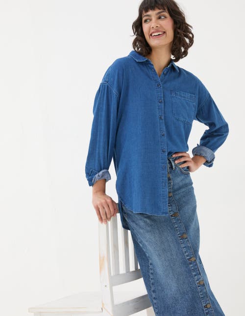 Shop Fatface Carolin Denim Shirt In Vintage Blue