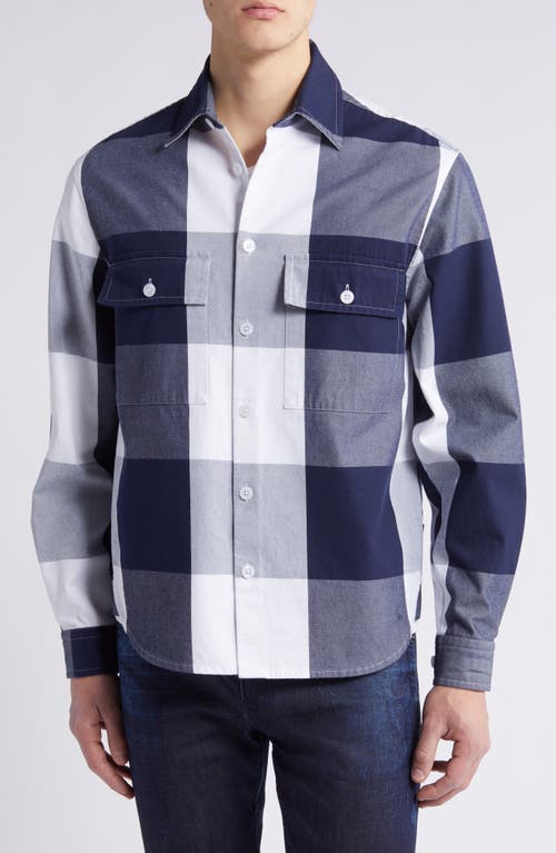 Shop Hugo Boss Boss Owen Plaid Shirt Jacket In Dark Blue