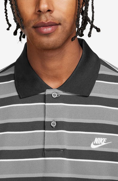 Shop Nike Club Stripe Cotton Polo In Black/white