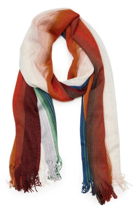 MISSONI ZIGZAG METALLIC STRIPE WOOL BLEND SKINNY SCARF,SAG6WMD7745