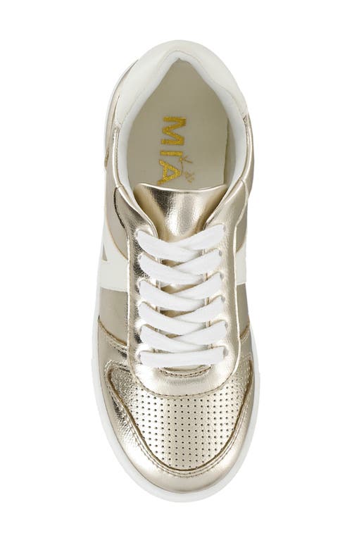 Shop Mia Kids' Metallic Low Sneaker In White/soft Gold