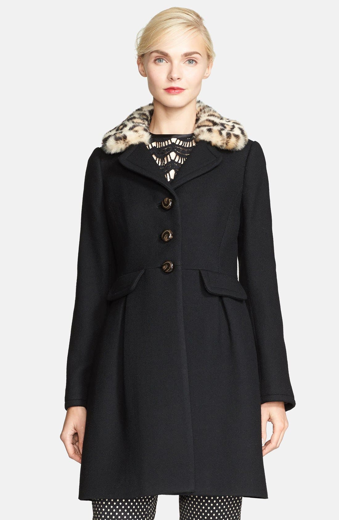 kate spade new york faux fur trim wool coat Nordstrom