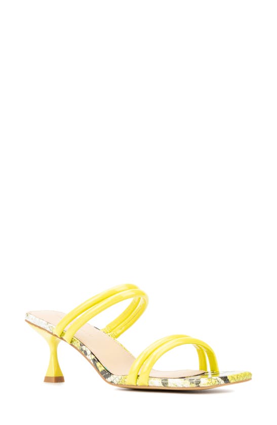 Fashion To Figure Lanna Snake Embossed Heeled Sandal In Yellow