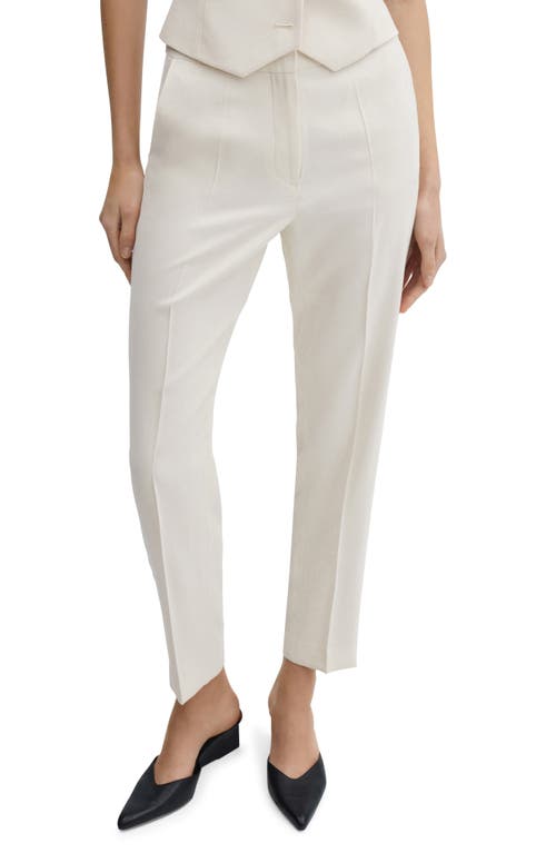 MANGO Tempo Pleated Straight Leg Ankle Pants Ecru at Nordstrom,