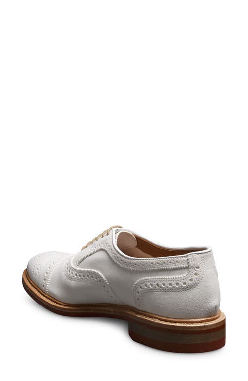 Allen Edmonds Strandmok Cap Toe Oxford In White Suede
