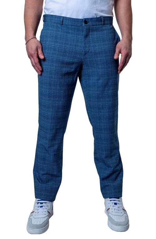 Maceoo Preppy Blue Plaid Stretch Flat Front Pants at Nordstrom, Size 30