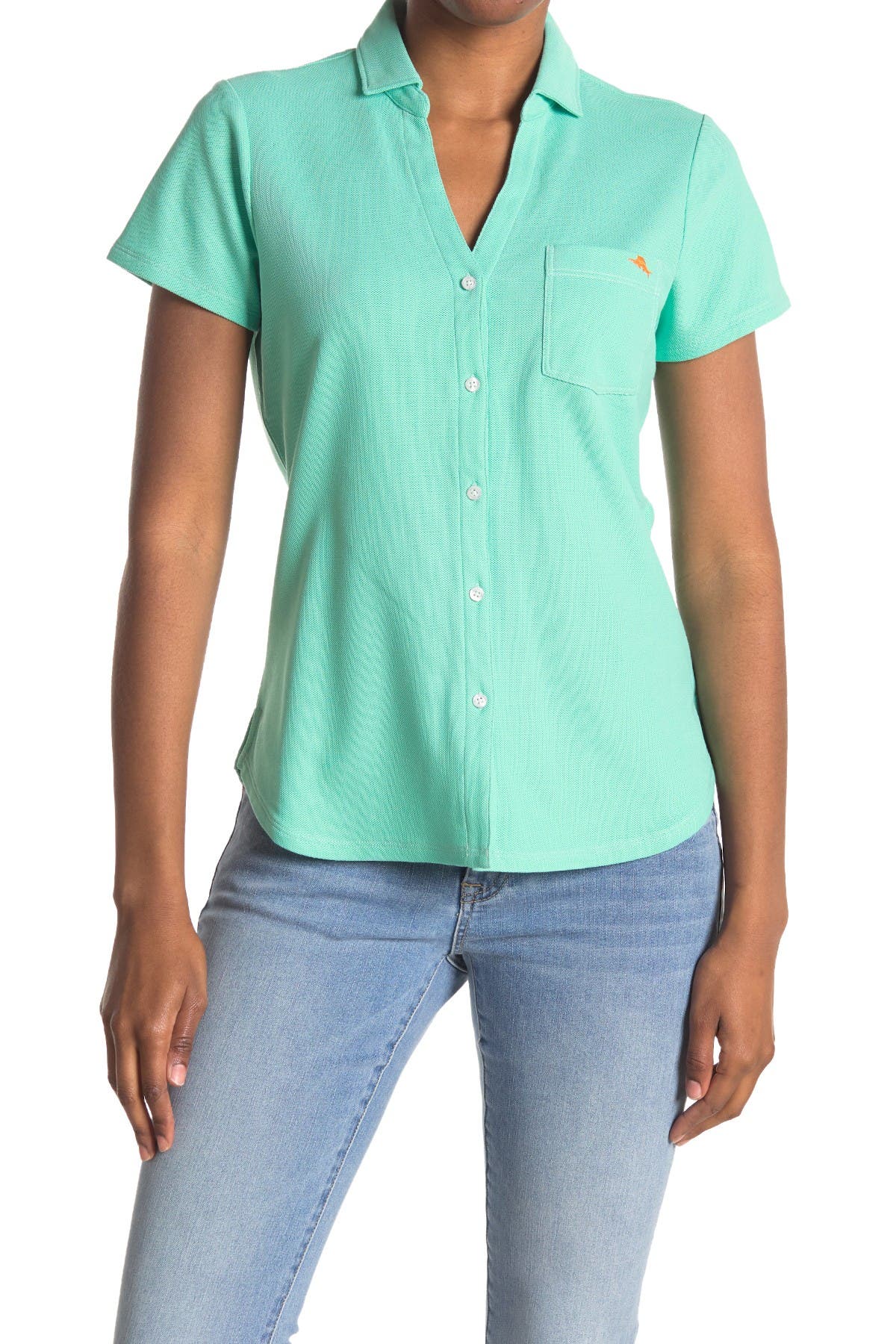 Tommy Bahama Marlin Bar Short Sleeve Pique Shirt In Mint Mojit