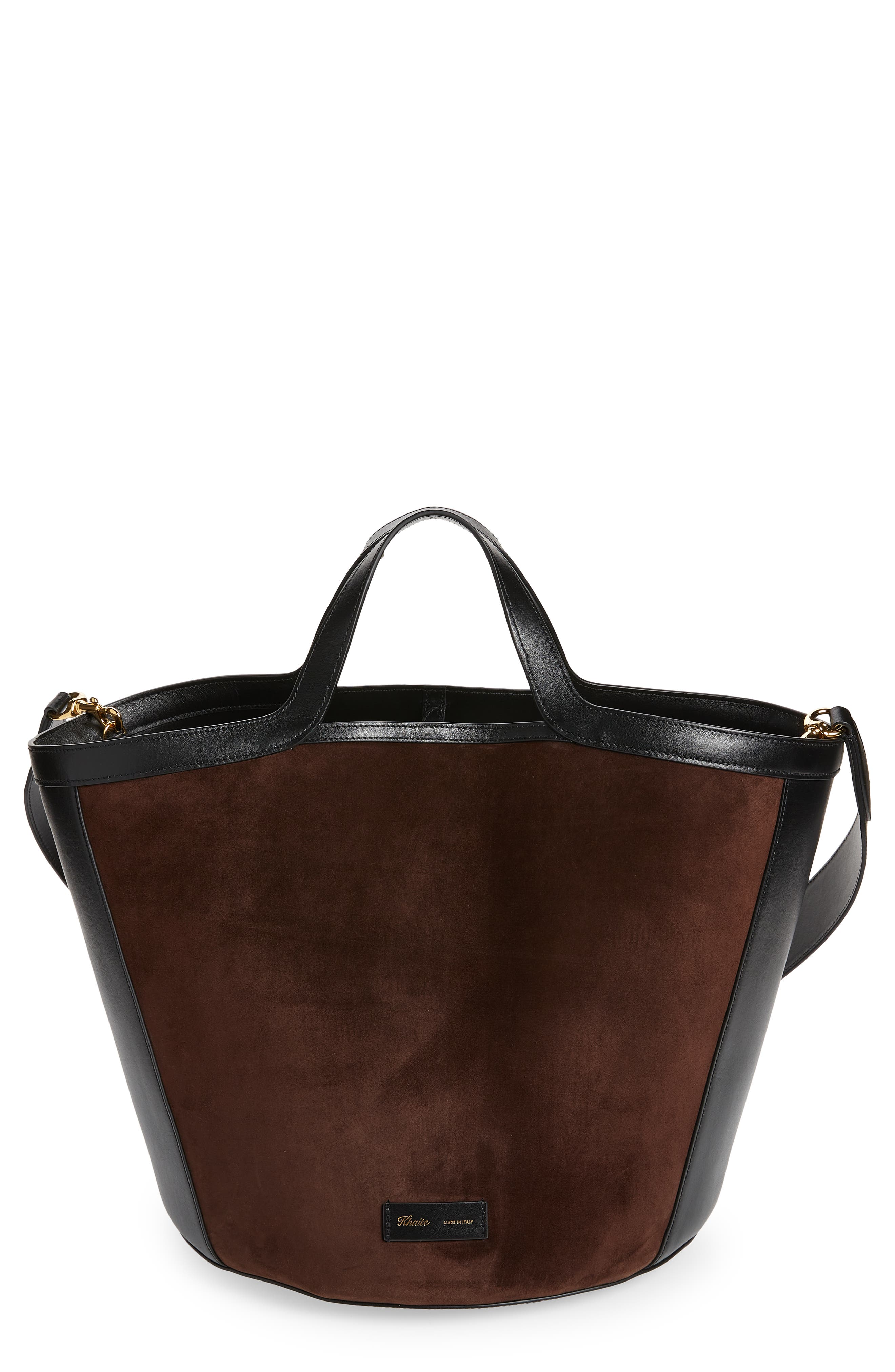 Khaite Nora Suede & Leather Tote in Coffee