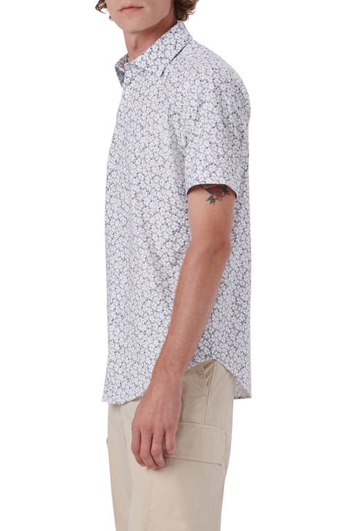 Shop Bugatchi Miles Ooohcotton® Floral Short Sleeve Button-up Shirt In Navy