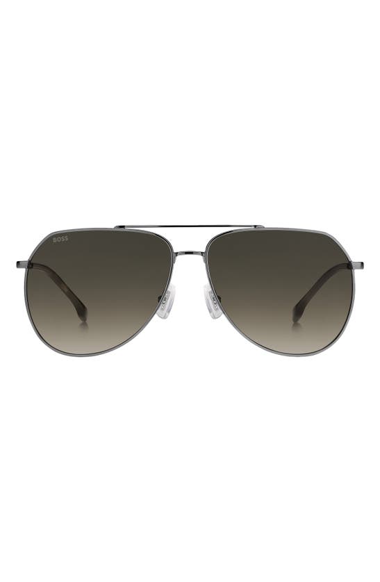 Shop Hugo Boss Boss 61mm Aviator Sunglasses In Dark Ruthenium