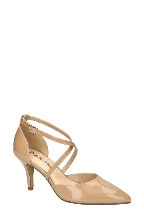 Bella Vita Zabella Pointed Toe Pump in Beige Patent 