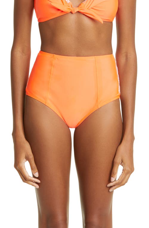lemlem Lena High Waist Bikini Bottoms in Neon Orange
