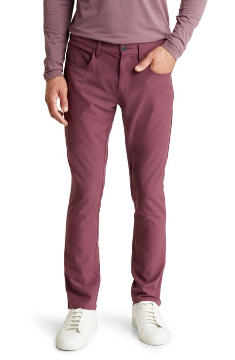 Men's Burgundy Pants Male Casual Solid Color Comfortable Quality Pure Color  Trouser