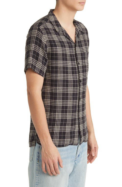 Shop Oliver Spencer Havana Plaid Short Sleeve Linen Button-up Shirt In Black