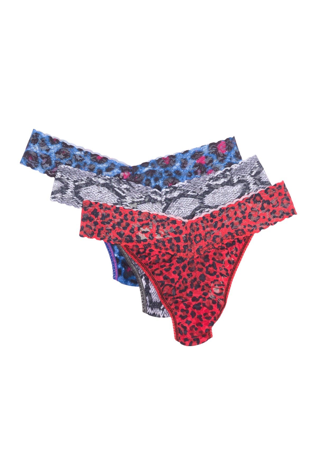 Hanky Panky Original Rise Lace Thongs In On The Prowl/grey Py