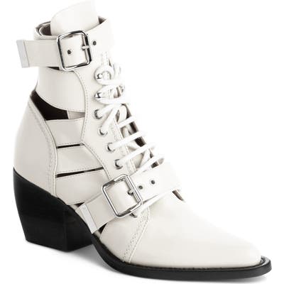 Chloe Rylee Caged Pointy Toe Boot - White
